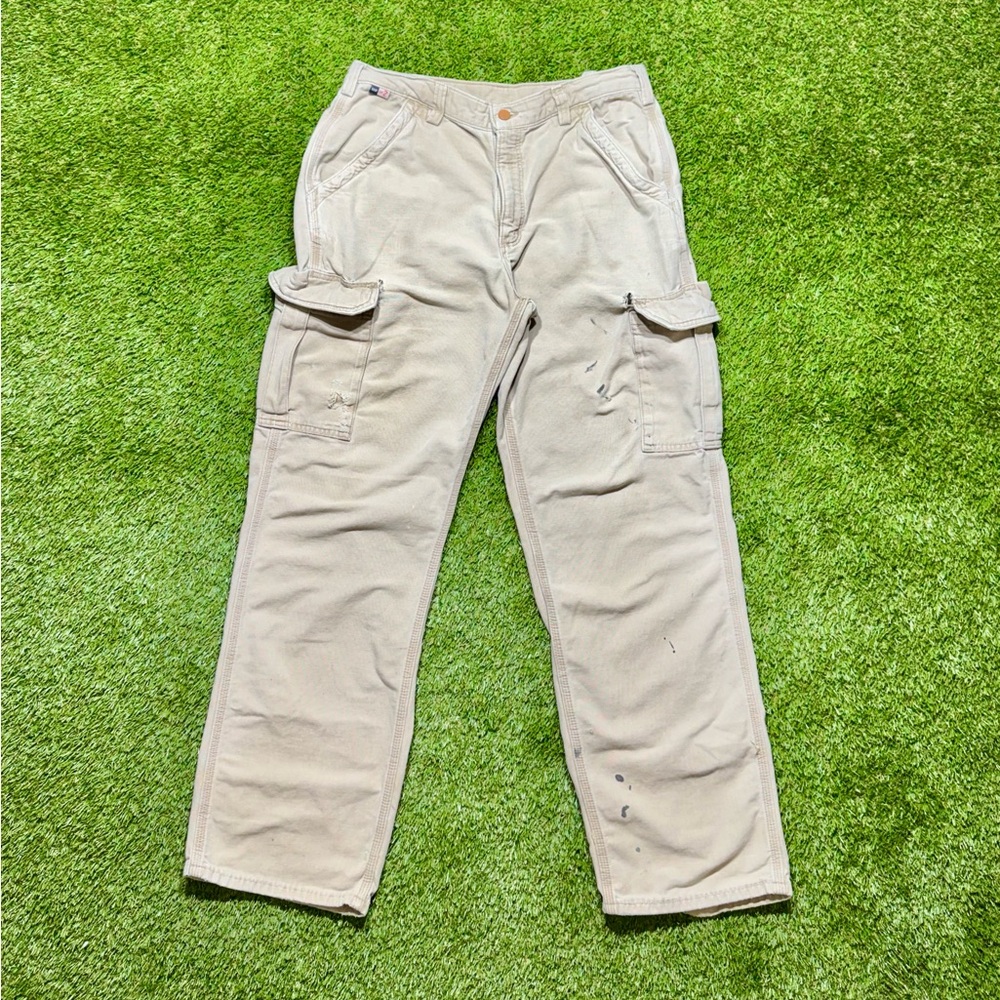 Carhartt FR Flame Resistant Relaxed Fit Canvas Cargo Khaki Pants Men’s 34x32